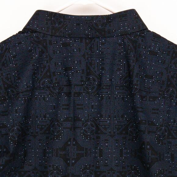Murano Shirt Men's XL Slim Fit Button Up Oxford Black Blue Geometric Cotton - Picture 9 of 10